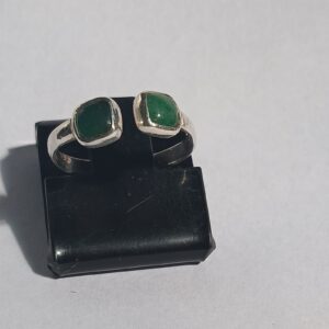 Anel Prata Ajustável 2 Pedras Quadradas