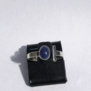 Anel Prata Ajustável Pedra Natural