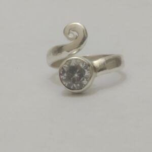 Anel Prata Ajustável Zircônia 6mm Simples